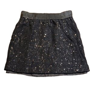 ANN TAYLOR LOFT Petites Black Sequins Skirt Size XXSP